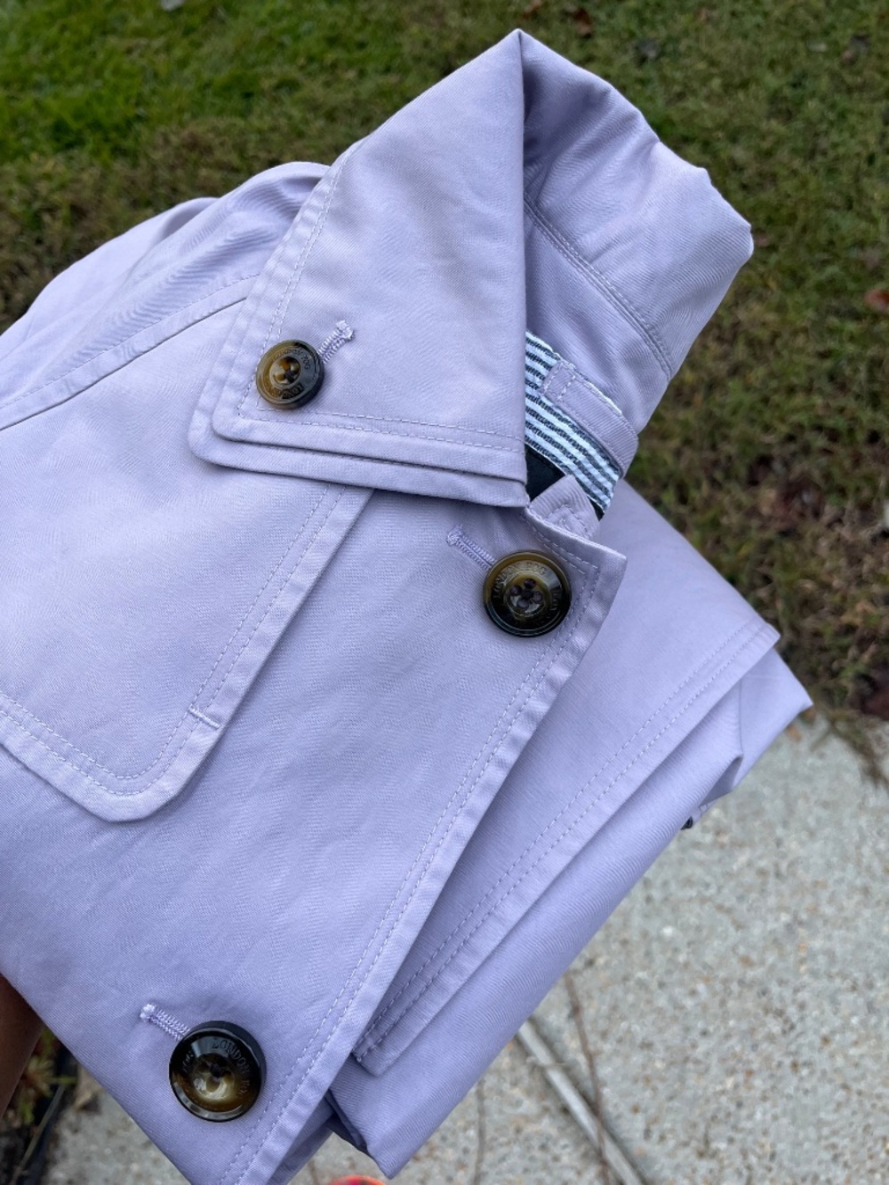 London Fog Lavender Button-Front Trench Coat Size L